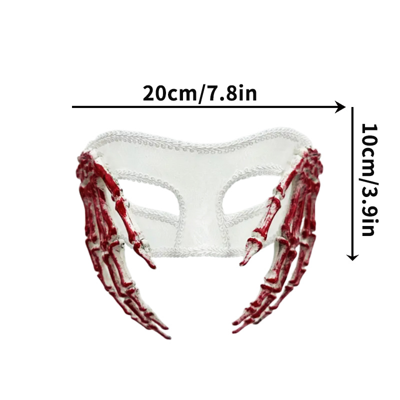 Amazon nuevo esqueleto mano máscara de encaje cabeza plana máscara translúcida Halloween accesorios de fiesta