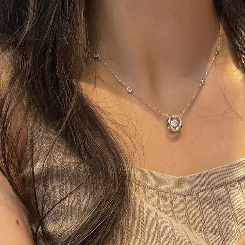 精工925银跳动的心项链女轻奢气质时尚精致莫比乌斯环灵动锁骨链|undefined