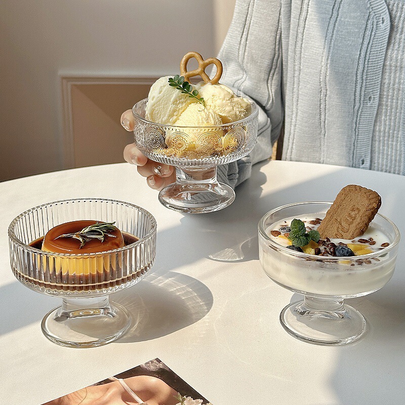 Ice Cream Dessert Cup High-foot Glass Bowl Home High-value Ice Cream Yogurt Pudding Ice Hockey Milkshake Mousse Cup