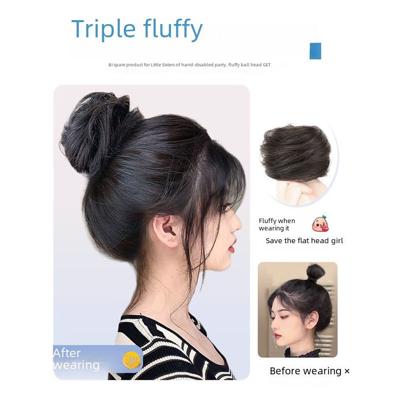 Perücke Damen Kugeln Kopf Greifer Clip Haartasche Blume Dutt Kopf Halbkugeln Echtes Menschenhaar Flauschiges Naturhaar Kochende Perückentasche_voghion.com