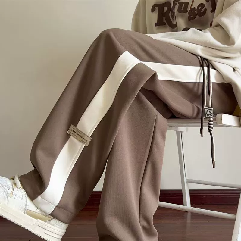 Демисезонные теплые брюки для мужчин и женщин для отдыха, большой размер, свободный прямой силуэт