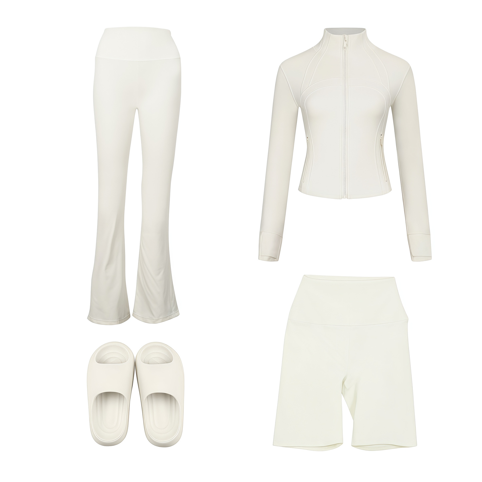 Women's 4-piece Activewear Set With Jacket, Pants, Shorts & Slides_voghion.com