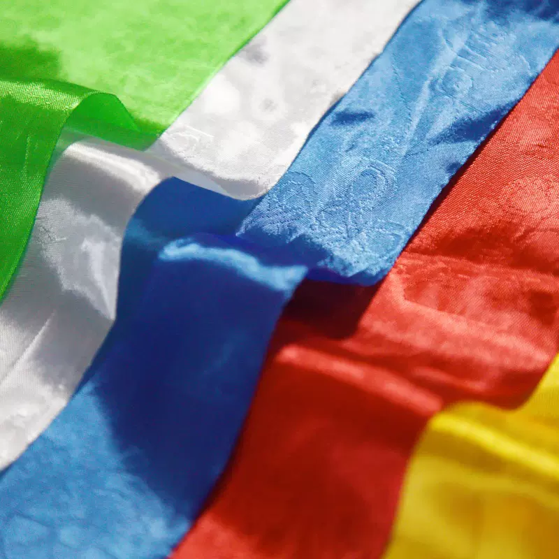 哈达厂家批发1.2 1.7五色亮丝提花八宝礼品宗教佛像用品红布条