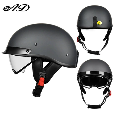 Helmets for Men and Women, Motosiklet kaskı (dəbilqə) - 3ca-type-matte-black-transparent-mirror-m55-56-head-circumference
