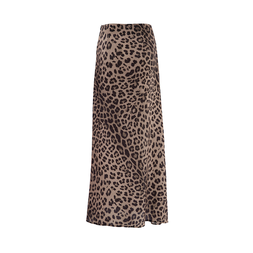 210g Weight Maxi Long Dress Dress Length Type Skirt Dresses Type Polyester Fabric Type Mid Waist Waist Line Inelastic Elasticity Holiday, Date Occasion Slim Fit Type Leopard Pattern Summer Season Women's Gender Zipper Design Streetwear Style Summer Streetwear Leopard Polyester Maxi Long Dress Skirts 无