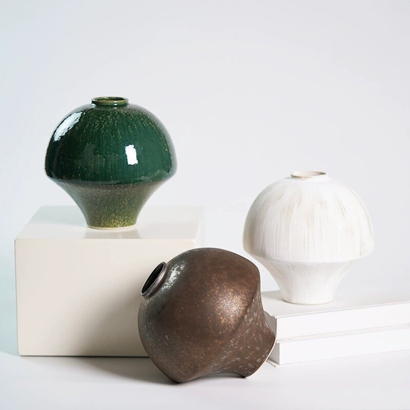 Japanese Wabi-Sabi Style Handmade Vase Jingdezhen Pottery Tea Space Tea Accessories Homestay Home Decor Flower Vessel Ornament Japanese Wabi-Sabi Style Handmade Vase Jingdezhen Pottery Tea Space Tea Accessories Homestay Home Decor Flower Vessel Ornament