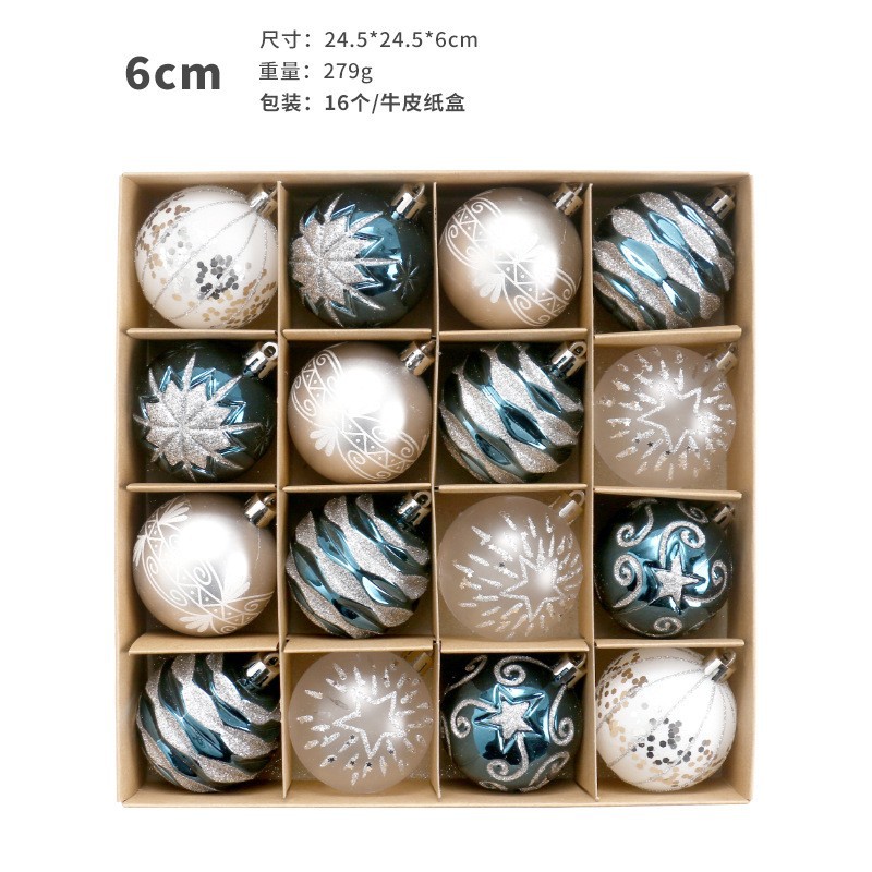 Transfronterizo i nuevo decoración de Navidad 6CM16 juegos de bolas de Navidad pintadas colgantes de árbol de Navidad