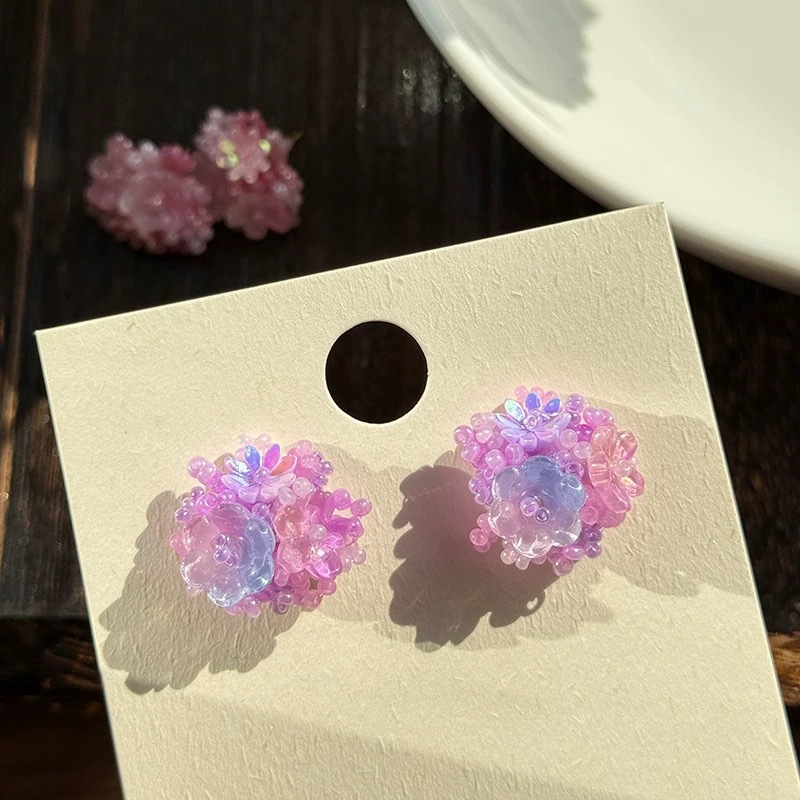 Pendientes de flores de sol de paja de estilo vacacional Pendientes de primavera y verano para mujer