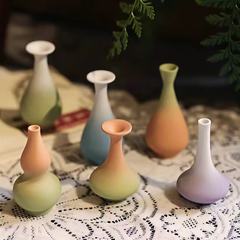 景徳鎮高温セラミックグラデーションカラーマカロンつや消し花瓶フラワーアレンジメント家の装飾装飾品小さな花瓶卸売
