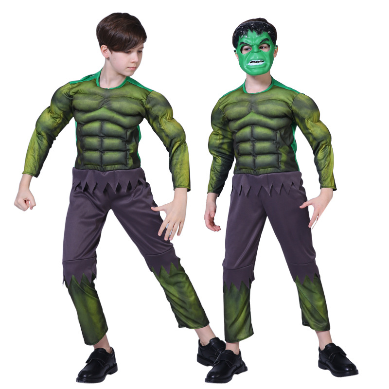 聖節表演出服綠巨人衣服肌肉服裝兒童成人浩克The Hulk舞會派對萬