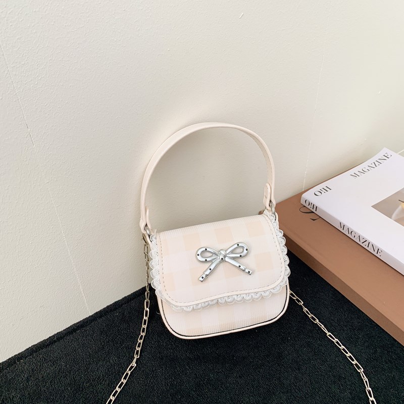 Coreano lindo arco padre-hijo bolso de hombro mini bebé bolso de celosía dulce encaje bolso de cadena para niños