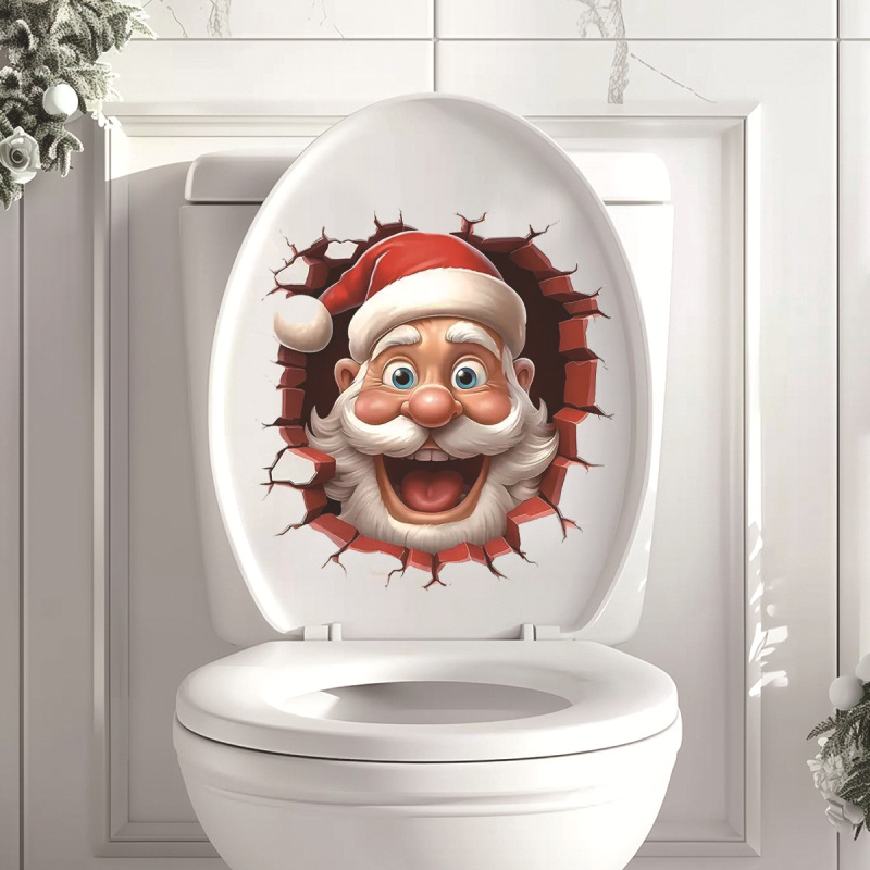 国境を越えたクリスマスの爆発的なアイデアお笑いトイレの便器に家の装飾の壁に貼り付ける|undefined