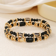 跨境新品波西米亚手链创意双层叠戴串珠玻璃女士手环时尚情侣手饰