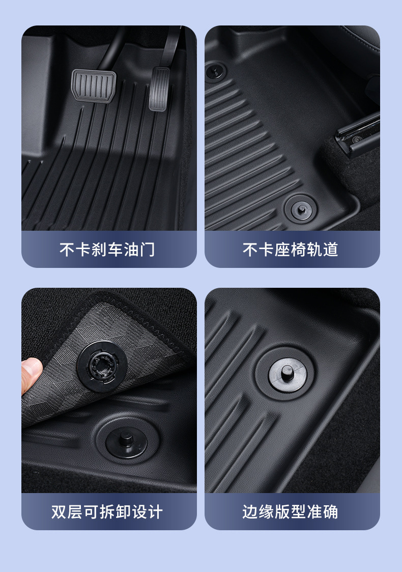 Suitable for Tesla's New Version Model Y3Yl Front and Rear Trunk Mats, Tpe Trunk Mats, Integrated Mats, Seat Back Cushions