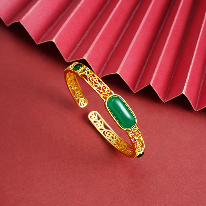 Nuevo brazalete de oro de arena vietnamita estilo palacio artesanía de tallado hueco brazalete de diamantes estilo nacional no se desvanecerá joyas