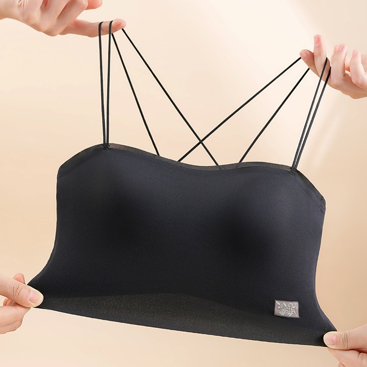 6040 tubo tipo top con almohadilla para el pecho, una pieza sin costuras, belleza invisible, espalda cruzada, ropa interior delgada, sexy, tirantes, sujetador ligero