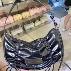 韩国小设计MK蝴蝶结斜挎抽绳腋下饺子包手提单肩包高级感
