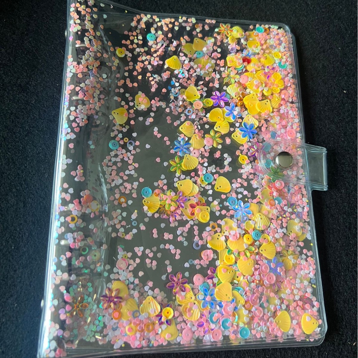 ノートA6カラー流砂貝殻スパンコールPVCバインダーアルバムクリップスター小カードコレクション収納帳手帳