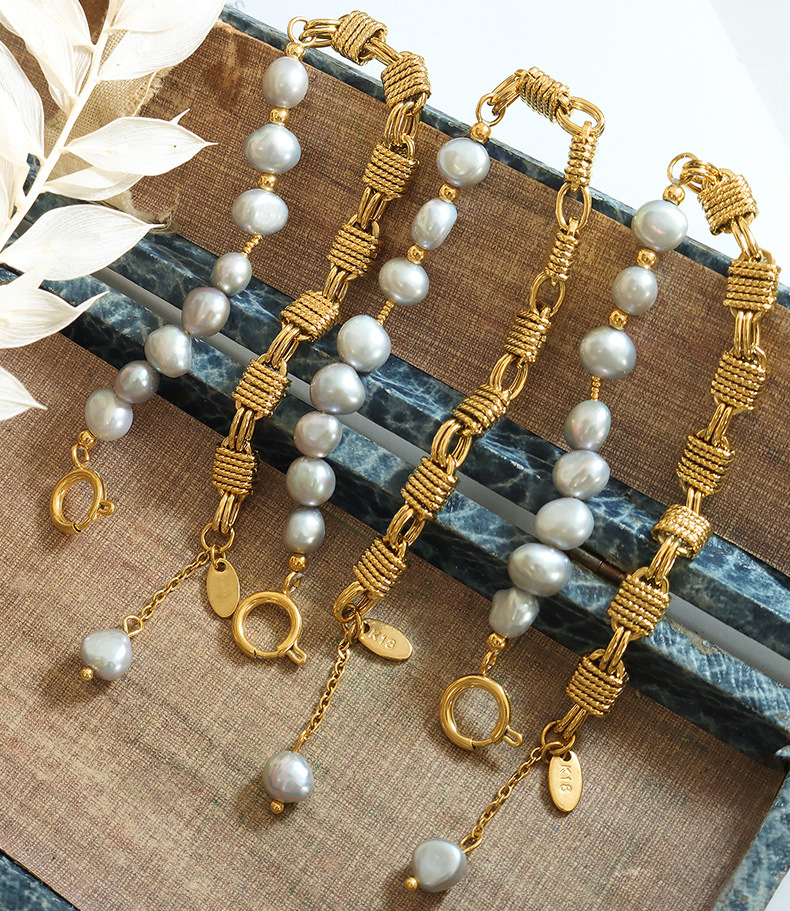 Fashion Geometric Brass Plating Pearl Bracelets