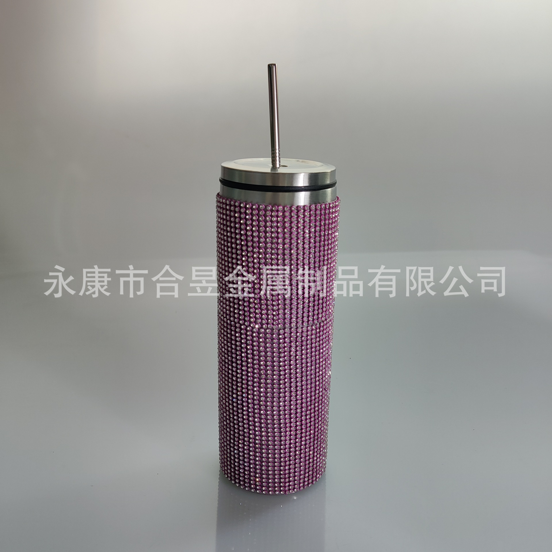 20oz Comercio exterior moda nuevo diamante paja 304 Acero inoxidable recta taza de vacío completo diamante taza de café
