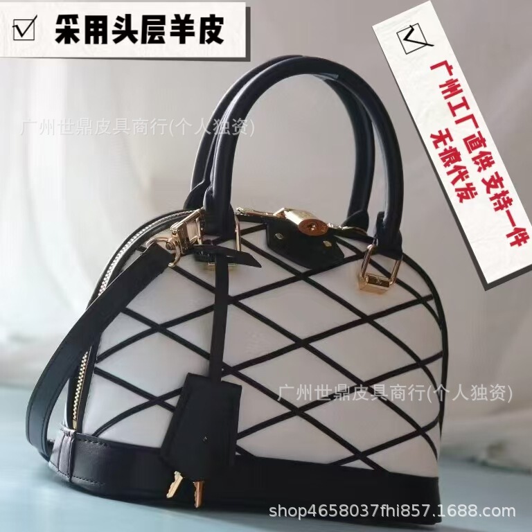 Guangzhou High-Quality Direct Supply New Model Sheepskin Quilted Alma Bb Shell Bag Handbag Genuine Leather Shoulder Crossbody Tote for Women Guangzhou High-Quality Direct Supply New Model Sheepskin Quilted Alma Bb Shell Bag Handbag Genuine Leather Shoulder Crossbody Tote for Women