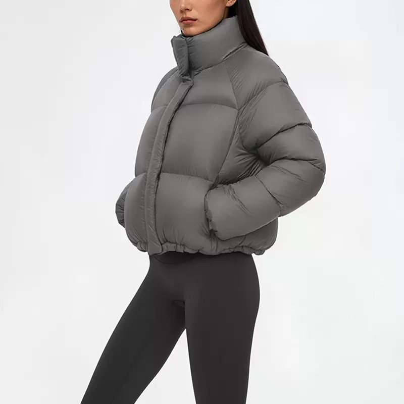 现货面包服羽绒服女装冬季0压感2025新款短款白鸭绒修身保暖外套