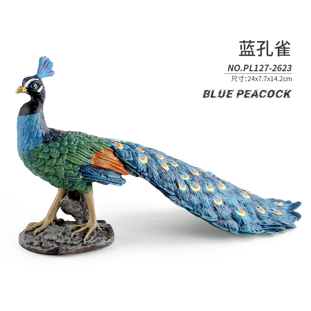 Transfronterizo Nueva simulación animal modelo de Pavo Real azul verde blanco Pavo Real decoración estática decoración de escritorio juguete al por mayor