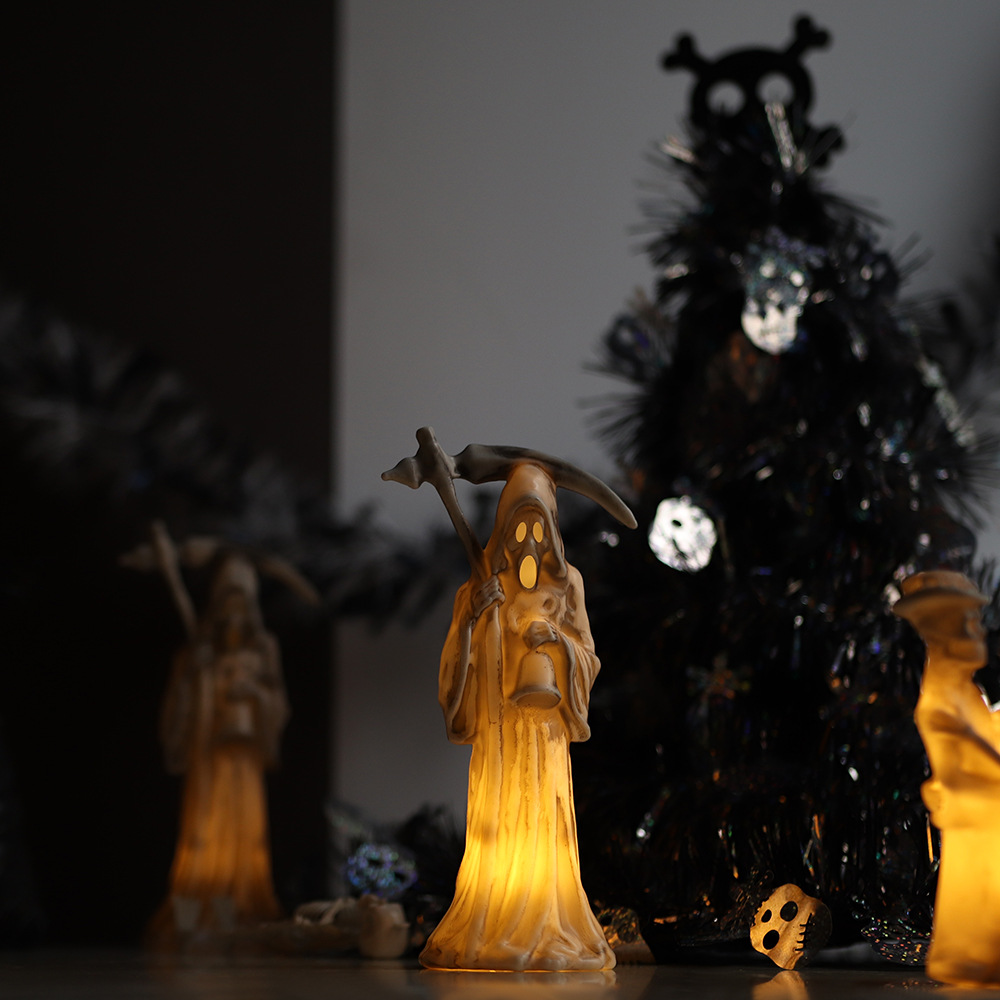 Adornos decorativos de Halloween, esqueletos, velas electrónicas, faroles de calabaza, accesorios para fiestas de Halloween, candelabros, faroles de calabaza image 28