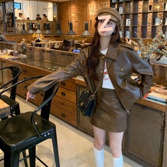 高档美式皮衣外套女短款2025春秋不裂皮百搭宽松机车皮夹克洋气