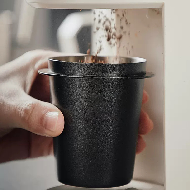 Taza receptora de polvo puntual, mango de máquina de café expreso de acero inoxidable 304, dispositivo receptor de polvo invertido de 51/54/58mm, medición de pesaje de frijol