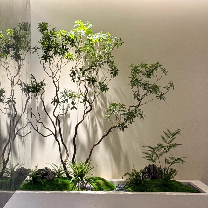 ハイエンド模擬馬酔木窓造園植物屋内シンプルなバイオニック緑植物装飾ツリー大型風景人工ツリー|undefined