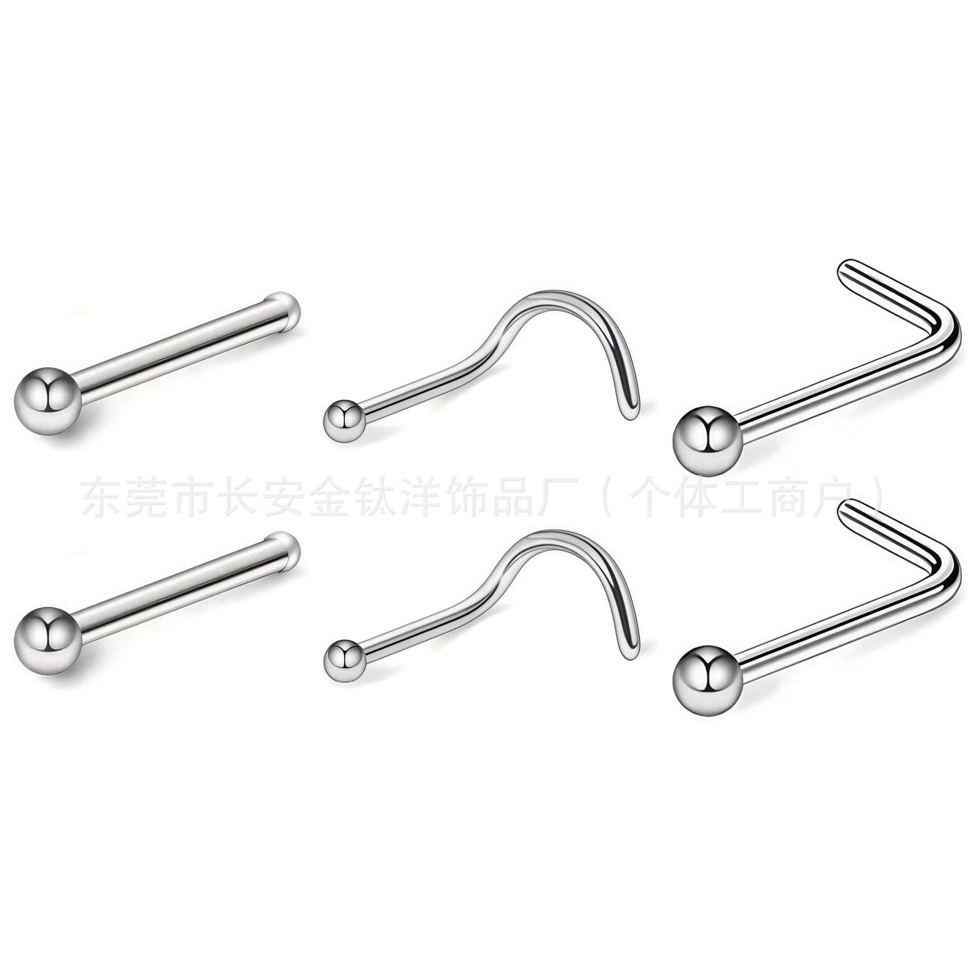 F136 Titanium Ball Pin L-Shaped 7-Shaped Lip Nose Ring Septum G23 Titanium Alloy Piercing Jewelry detail image 5