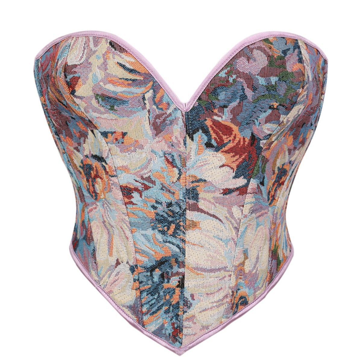 Flor francesa multicolor soporte de pecho para limpiar el pecho, abdomen apretado, ropa de plástico, Amazon, venta rápida, suministro transfronterizo de temu