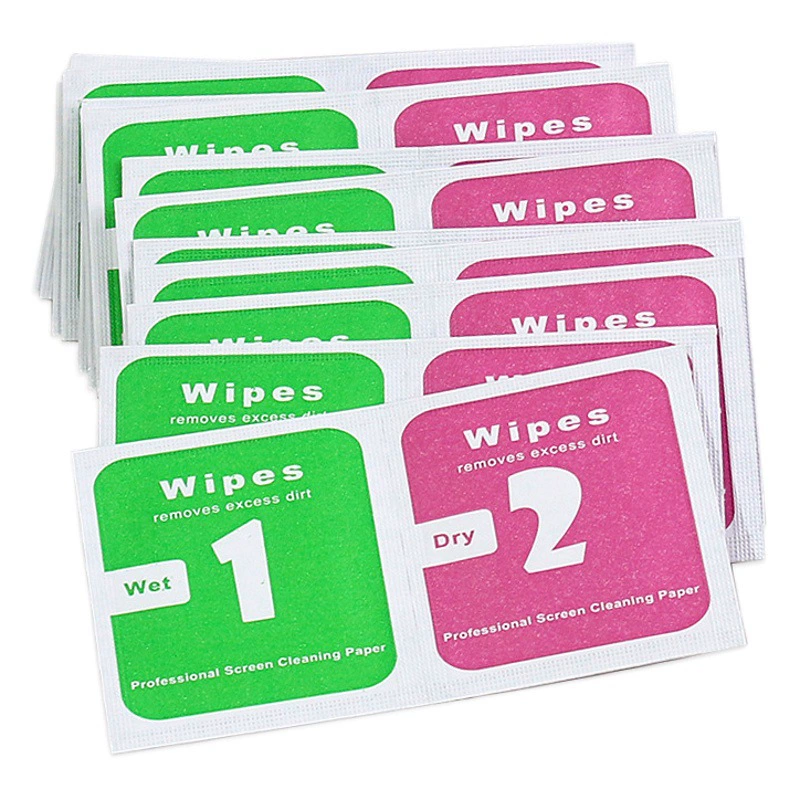 1+2 сухой и влажный мешок для спирта, пленка для телефона, вспомогательный инструмент для удаления пыли, наклейка для очистки экрана, оптовая продажа мешков для спирта