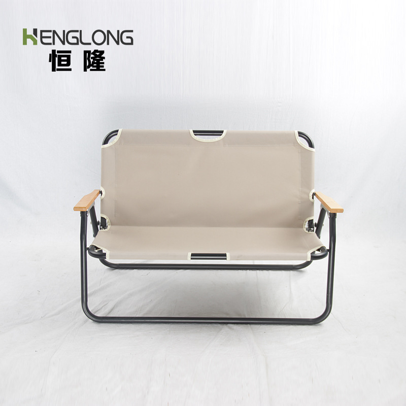 Outdoor wood grain double folding chair outdoor portable folding…