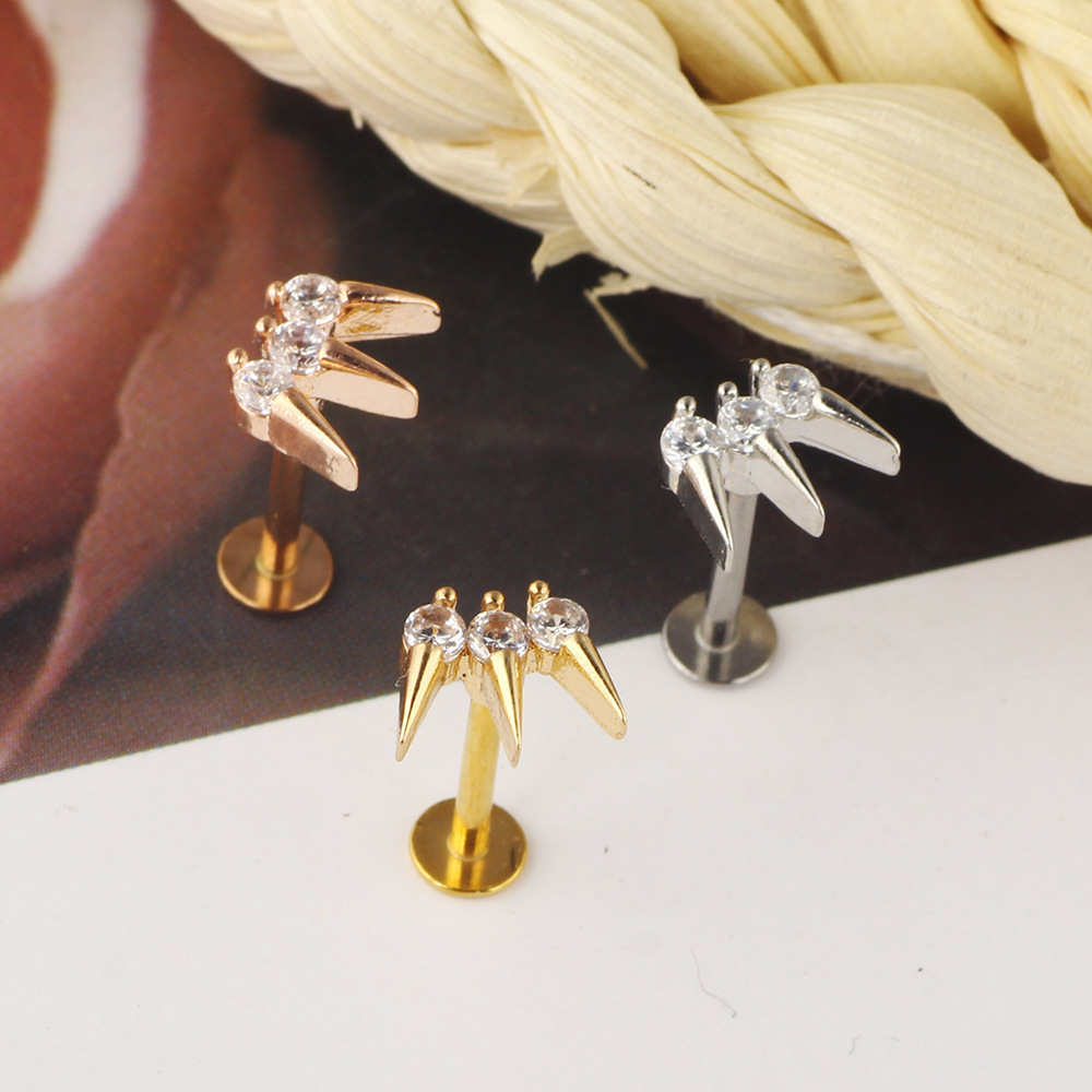 Simple Style Geometric Stainless Steel Zircon Ear Studs 1 Piece