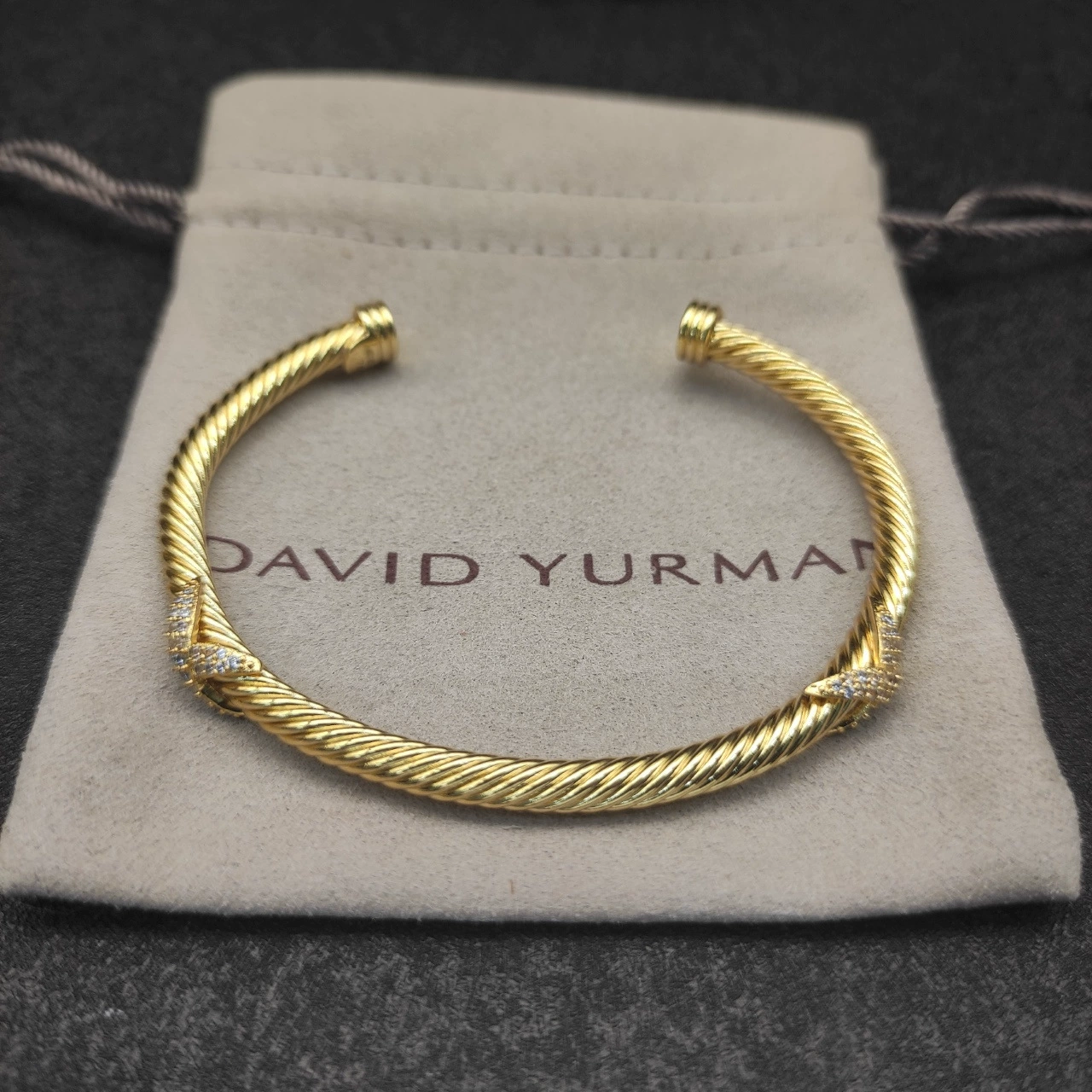 Браслет David XX Yuman с бриллиантами, популярный в Европе и Америке, витой линии, 4 мм, полностью бриллиантовый, двойной X-образный, DB85
