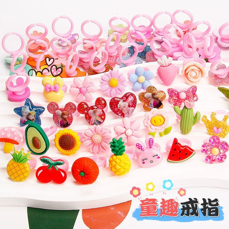 Мультяшное детское кольцо для девочек кольцо розовое регулируемое кольцо из смолы ручной украшения для детей подарок оптом