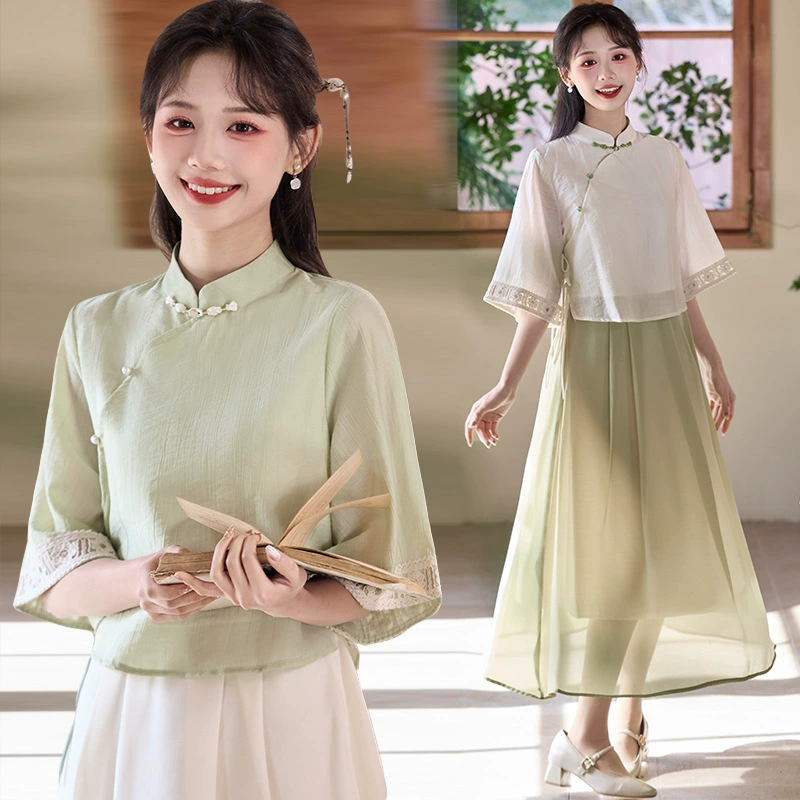 Китайская Республика темпераментная женская одежда Новый китайский стиль ретро вышивка