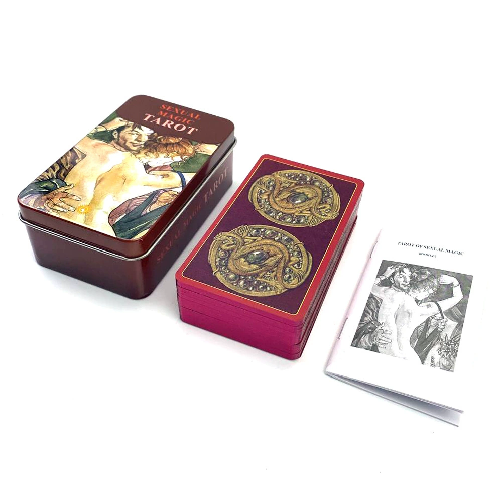 Жестяная колода Таро English Tarot Card с золотым тиснением по краю и брошюрой description