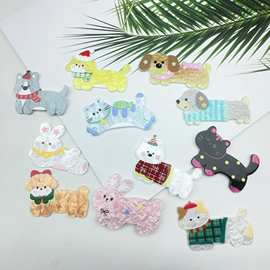 卡通亚克力可爱小狗兔猫贴片 diy发夹头饰手机壳包包发绳童鞋贴片