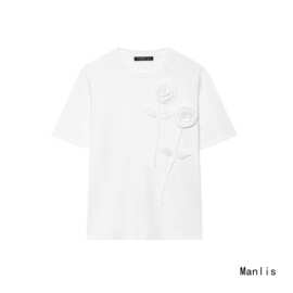 Z批发夏季新款2025欧美风百搭蓬蓬花朵修身圆领短袖T恤2298207