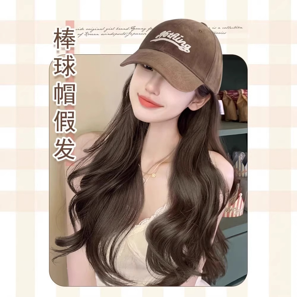Connie Wavy Hair Hat with Integrated Faux Hair and Large Brim Baseball Cap - Stylish New Version with Oversized Visor