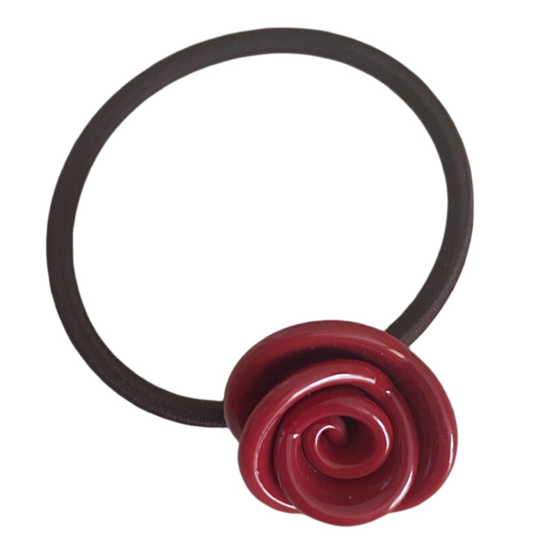 South Korea texture rose flower hair rope sweet all-match acrylic hair band women's low ponytail tie balls simple hair rope_voghion.com