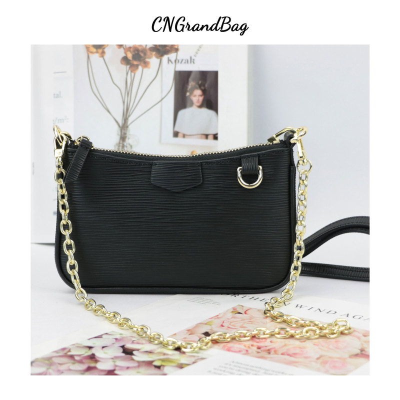 Fashion Style Distinctive Gold Chain Underarm Small Bag 2022 Summer New Water Corrugated Cowhide Shoulder Crossbody Women's Bag