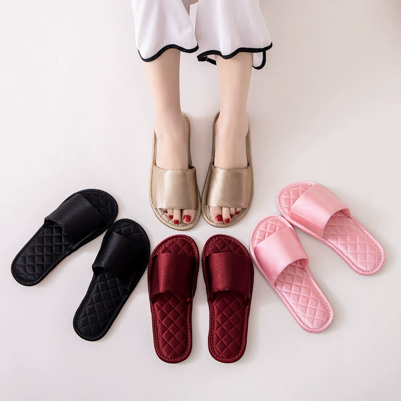 Тапочки, женские домашние, летняя верхняя одежда, однотонные сандалии, летние атласные, с высоким смыслом, Прямая доставка с фабрики