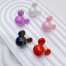 亚克力米奇头散珠简约彩色uv镀彩串珠配件材料DIY饰品配件批发