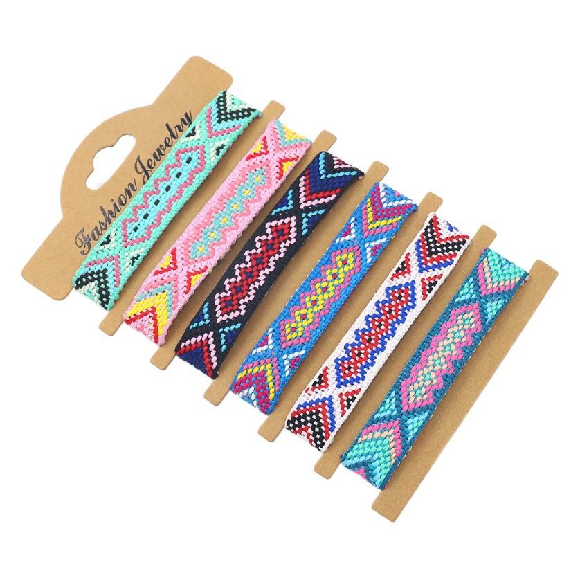 Nueva Cruz-frontera popular de color bohemio tejido pulsera fans correa de muñeca pulsera de la Amistad artística