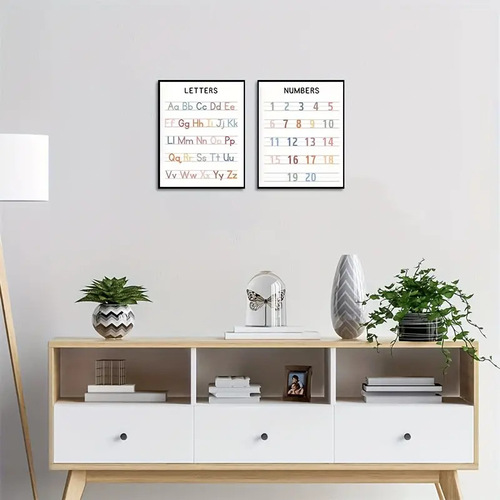 Set of 2, Educational Posters, Homeschool Printable Rainbow Handwriting Alphabet, ABC Boho Student Room