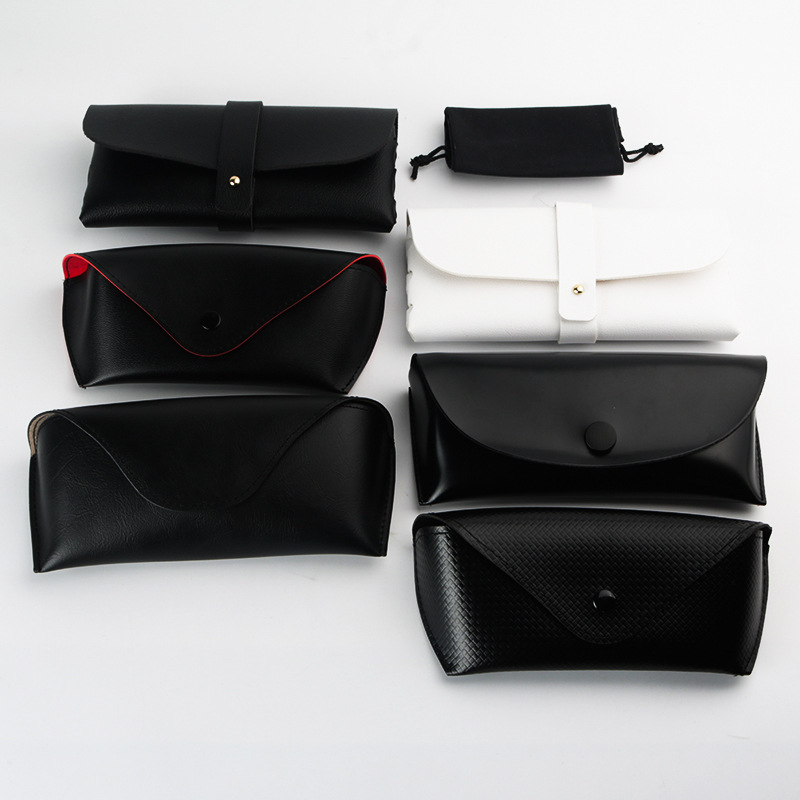 Portable Leather Glasses Case Ultra-Light Cross-Border Sunglasses Glasses Soft Bag PVC Leather Handmade Sunglasses Box